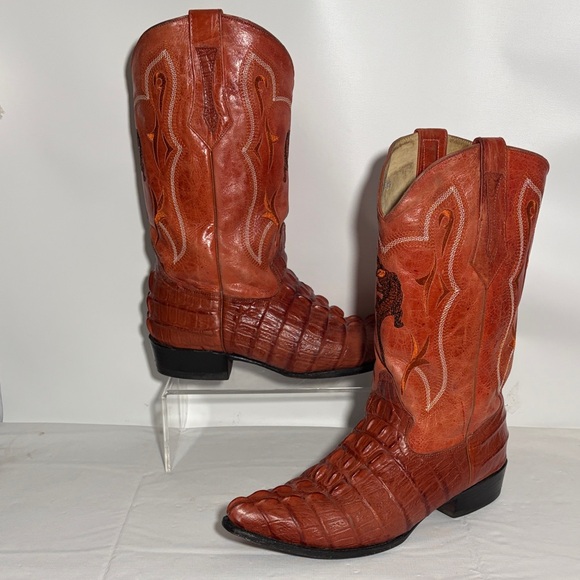 Joe Boots CAIMAN J TOE COWBOY Premium Full Caiman Tan Leather Size 11 or 30 Mex